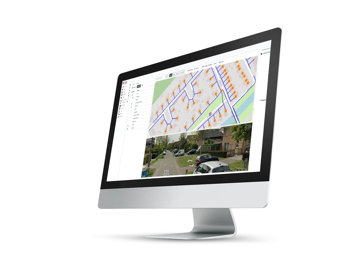Service2Create GIS map of a fiber network with Google Streetview panel